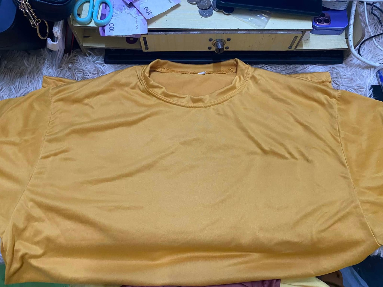 KAZO Round Neck T-Shirts - 180gsm Cotton Spandex - Mustard front